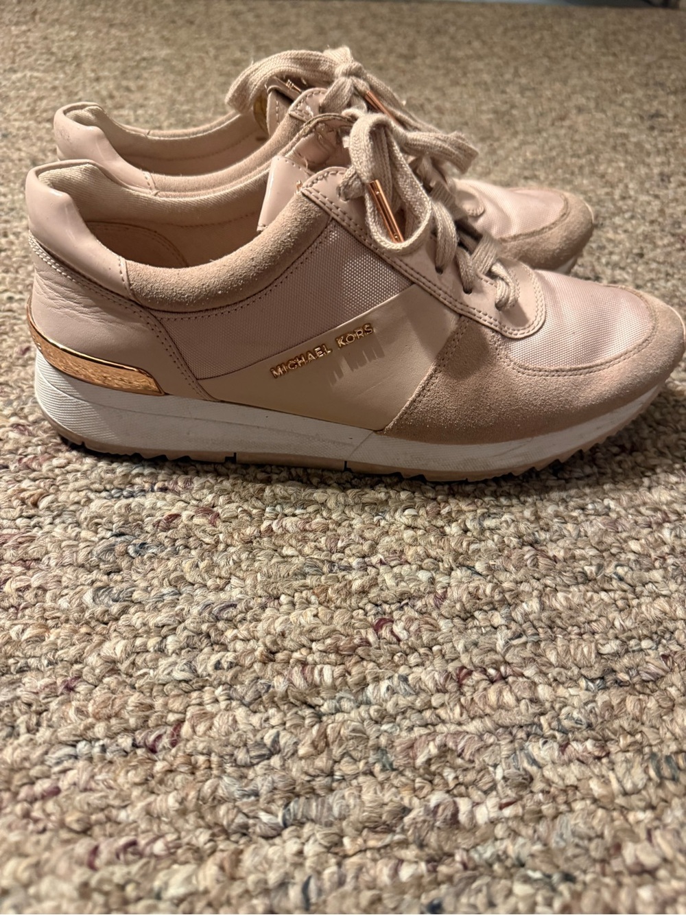 Michael Kors Women's Blush/Gold Lace-Up Sneakers